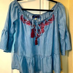 Francesca’s denim blouse